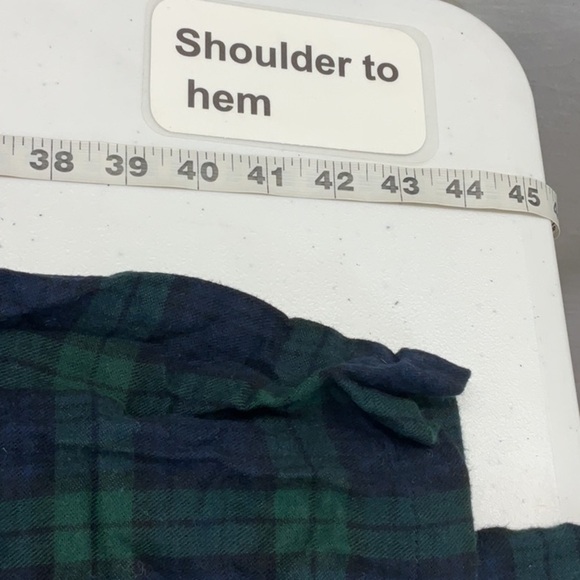 Mens‎ LL Bean Tartan Plaid Flannel Robe L Large Green Scotch Plaid Belted - Picture 9 of 9